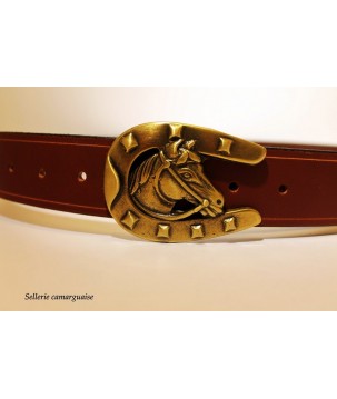 Ceinture cuir, Fer et tête  de cheval