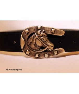 Ceinture cuir, Fer et tête  de cheval