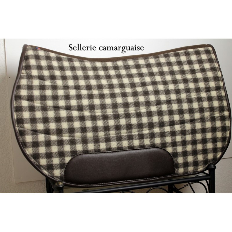 Couverton Camargue, drap de laine damier