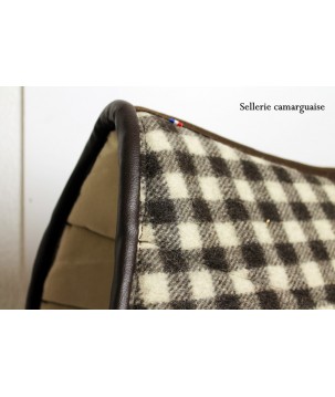 Couverton Camargue, drap de laine damier