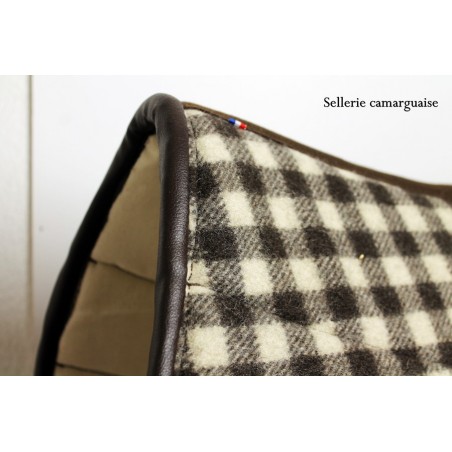 Couverton Camargue, drap de laine damier