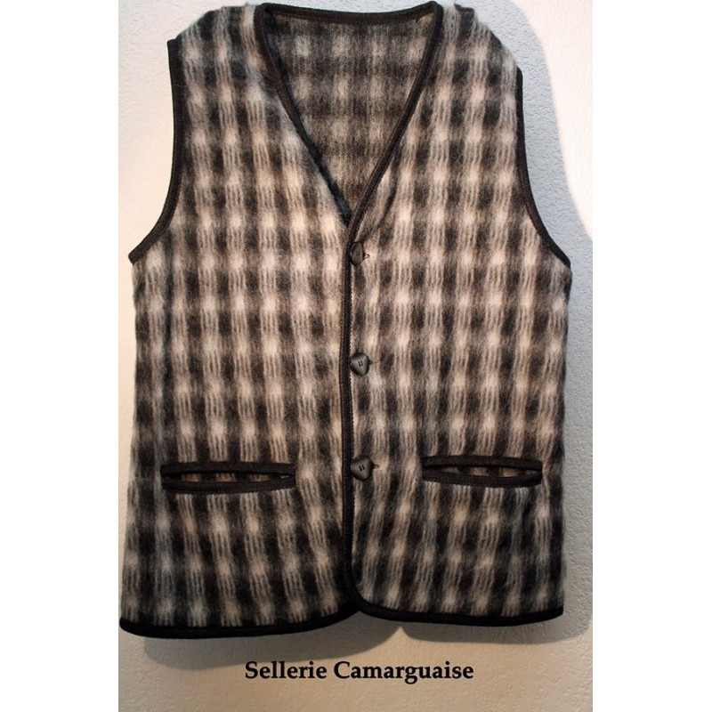 Gilet laine à damier