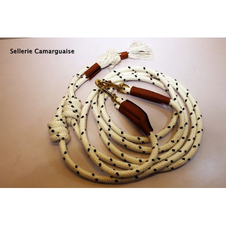 Rênes de caveçon Camargue, Finition cuir